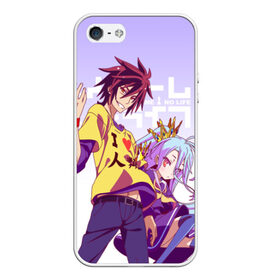 Чехол для iPhone 5/5S матовый с принтом No Game No Life в Новосибирске, Силикон | Область печати: задняя сторона чехла, без боковых панелей | no game no life | аниме | без игры жизни нет | манга | нет игры   нет жизни | сора и сиро | широ