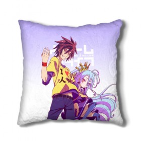 Подушка 3D с принтом No Game No Life в Новосибирске, наволочка – 100% полиэстер, наполнитель – холлофайбер (легкий наполнитель, не вызывает аллергию). | состоит из подушки и наволочки. Наволочка на молнии, легко снимается для стирки | no game no life | аниме | без игры жизни нет | манга | нет игры   нет жизни | сора и сиро | широ