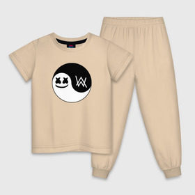 Детская пижама хлопок с принтом Marshmello VS Alan Walker в Новосибирске, 100% хлопок |  брюки и футболка прямого кроя, без карманов, на брюках мягкая резинка на поясе и по низу штанин
 | 