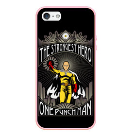 Чехол для iPhone 5/5S матовый с принтом One Punch Man в Новосибирске, Силикон | Область печати: задняя сторона чехла, без боковых панелей | one punch man | onepunchman | oppai | аниме | ван панч мен | ванпанчмен | манга | сайтама | супергерои | человек один удар