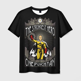 Мужская футболка 3D с принтом One Punch Man в Новосибирске, 100% полиэфир | прямой крой, круглый вырез горловины, длина до линии бедер | Тематика изображения на принте: one punch man | onepunchman | oppai | аниме | ван панч мен | ванпанчмен | манга | сайтама | супергерои | человек один удар