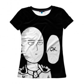 Женская футболка 3D с принтом One Punch Man в Новосибирске, 100% полиэфир ( синтетическое хлопкоподобное полотно) | прямой крой, круглый вырез горловины, длина до линии бедер | one punch man | onepunchman | oppai | аниме | ван панч мен | ванпанчмен | манга | сайтама | супергерои | человек один удар