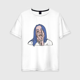 Женская футболка хлопок Oversize с принтом Billie Eilish в Новосибирске, 100% хлопок | свободный крой, круглый ворот, спущенный рукав, длина до линии бедер
 | ailish | billi | billie eilish | bury a friend | copycat | crown | dont smile at me | lovely | music | my boy | party favor | pop | били | билли айлиш | девушка | музыка | певица | поп | эйлиш