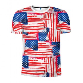 Мужская футболка 3D спортивная с принтом Флаг США Американский стиль в Новосибирске, 100% полиэстер с улучшенными характеристиками | приталенный силуэт, круглая горловина, широкие плечи, сужается к линии бедра | 