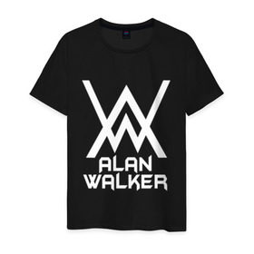 Мужская футболка хлопок с принтом Alan Walker в Новосибирске, 100% хлопок | прямой крой, круглый вырез горловины, длина до линии бедер, слегка спущенное плечо. | alan walker | алан валкер | алан волкер | алан уокер | диджей | музыка | музыкант | песни