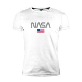 Мужская футболка премиум с принтом Nasa USA в Новосибирске, 92% хлопок, 8% лайкра | приталенный силуэт, круглый вырез ворота, длина до линии бедра, короткий рукав | nasa | space | usa | звезды | космос | наса | планеты