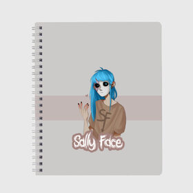 Тетрадь с принтом Sally Face в Новосибирске, 100% бумага | 48 листов, плотность листов — 60 г/м2, плотность картонной обложки — 250 г/м2. Листы скреплены сбоку удобной пружинной спиралью. Уголки страниц и обложки скругленные. Цвет линий — светло-серый
 | blue | diane | face | fisher | gizmo | henry | johnson | killer | larry | sally | генри | гизмо | джонсон | диана | ларри | лицо | салли | фейс | фишер