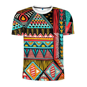 Мужская футболка 3D спортивная с принтом Африканский стиль в Новосибирске, 100% полиэстер с улучшенными характеристиками | приталенный силуэт, круглая горловина, широкие плечи, сужается к линии бедра | africa | african | pattern | style | trend | африка | африканский стиль | геометрия | мода | орнамент | паттерн | стиль | тренд