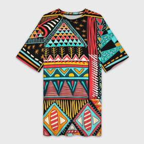 Платье-футболка 3D с принтом Африканский стиль в Новосибирске,  |  | Тематика изображения на принте: africa | african | pattern | style | trend | африка | африканский стиль | геометрия | мода | орнамент | паттерн | стиль | тренд