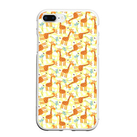 Чехол для iPhone 7Plus/8 Plus матовый с принтом Жирафики в Новосибирске, Силикон | Область печати: задняя сторона чехла, без боковых панелей | Тематика изображения на принте: giraffe | pattern | животные | жираф | паттерн | текстура