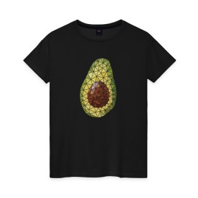 Женская футболка хлопок с принтом Авокадо в Новосибирске, 100% хлопок | прямой крой, круглый вырез горловины, длина до линии бедер, слегка спущенное плечо | вкусняшка | графика | жиры | зож | косточка | мозаика | овощ | паззл | пазл | плод | пп | правильное питание | фитоняшка | фрагменты | фрукт