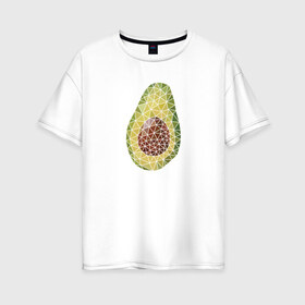 Женская футболка хлопок Oversize с принтом Авокадо в Новосибирске, 100% хлопок | свободный крой, круглый ворот, спущенный рукав, длина до линии бедер
 | вкусняшка | графика | жиры | зож | косточка | мозаика | овощ | паззл | пазл | плод | пп | правильное питание | фитоняшка | фрагменты | фрукт