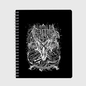 Тетрадь с принтом Lamb of God в Новосибирске, 100% бумага | 48 листов, плотность листов — 60 г/м2, плотность картонной обложки — 250 г/м2. Листы скреплены сбоку удобной пружинной спиралью. Уголки страниц и обложки скругленные. Цвет линий — светло-серый
 | death metal | lamb of god | log | грув метал | группы | метал | музыка | рок | трэш