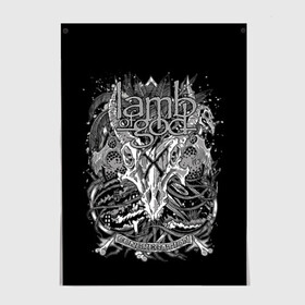 Постер с принтом Lamb of God в Новосибирске, 100% бумага
 | бумага, плотность 150 мг. Матовая, но за счет высокого коэффициента гладкости имеет небольшой блеск и дает на свету блики, но в отличии от глянцевой бумаги не покрыта лаком | death metal | lamb of god | log | грув метал | группы | метал | музыка | рок | трэш