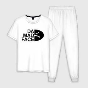 Мужская пижама хлопок с принтом Da Mad Face в Новосибирске, 100% хлопок | брюки и футболка прямого кроя, без карманов, на брюках мягкая резинка на поясе и по низу штанин
 | Тематика изображения на принте: 