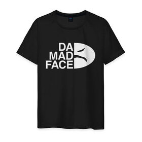 Мужская футболка хлопок с принтом Da Mad Face в Новосибирске, 100% хлопок | прямой крой, круглый вырез горловины, длина до линии бедер, слегка спущенное плечо. | evill | face | mad | north | the | антибренд | злое | злой | лицо | мода | надписи | надпись | норс | норт | смайл | тренд | тренды | фейс | фэйс