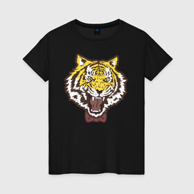 Женская футболка хлопок с принтом Yuri Plisetsky Style Tiger в Новосибирске, 100% хлопок | прямой крой, круглый вырез горловины, длина до линии бедер, слегка спущенное плечо | tiger | yuri on ice | yuri plisetsky | тигр | юри на льду | юрий плисецкий