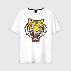 Женская футболка хлопок Oversize с принтом Yuri Plisetsky Style Tiger в Новосибирске, 100% хлопок | свободный крой, круглый ворот, спущенный рукав, длина до линии бедер
 | Тематика изображения на принте: tiger | yuri on ice | yuri plisetsky | тигр | юри на льду | юрий плисецкий