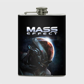 Фляга с принтом Mass Effect в Новосибирске, металлический корпус | емкость 0,22 л, размер 125 х 94 мм. Виниловая наклейка запечатывается полностью | Тематика изображения на принте: andromeda | n7 | игры | компьютерные игры | масс эффект