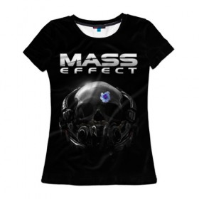 Женская футболка 3D с принтом Mass Effect в Новосибирске, 100% полиэфир ( синтетическое хлопкоподобное полотно) | прямой крой, круглый вырез горловины, длина до линии бедер | andromeda | n7 | игры | компьютерные игры | масс эффект