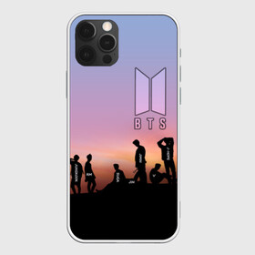 Чехол для iPhone 12 Pro Max с принтом BTS on the Sunset в Новосибирске, Силикон |  | army | hip hop | j hope | jimin | jin | jungkook | k pop | rap | rm | suga | v | джей хоуп | джин | закат | контур | рм | рэп | силуэт | чи мин | чон гук | шуга