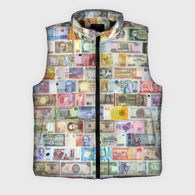 Мужской жилет утепленный 3D с принтом Деньги мира в Новосибирске,  |  | Тематика изображения на принте: chf | eur | gbp | jpy | usd | баксы | банкноты | валюта | доллар | евро | купюры | паунд | рубль. | свисси | финансы | фунт стерлингов | швейцарский франк | японская йена