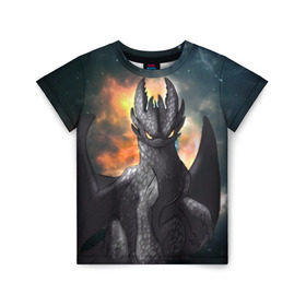 Детская футболка 3D с принтом Night Fury в Новосибирске, 100% гипоаллергенный полиэфир | прямой крой, круглый вырез горловины, длина до линии бедер, чуть спущенное плечо, ткань немного тянется | how to train your dragon | night fury | беззубик | дракон | как приручить дракона | ночная фурия