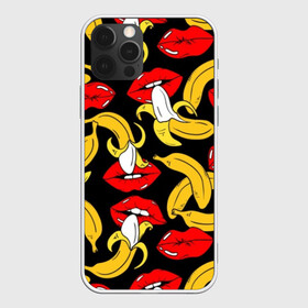 Чехол для iPhone 12 Pro Max с принтом Губы и бананы в Новосибирске, Силикон |  | background | bananas | black | drawing | erotic | food | fruit | lips | red | womens | бананы | губы | еда | женские | красные | рисунок | фон | фрукты | черный