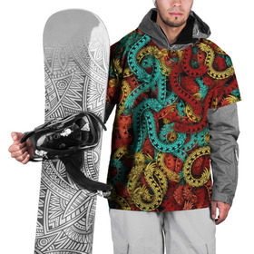 Накидка на куртку 3D с принтом Кетцалькоатли в Новосибирске, 100% полиэстер |  | Тематика изображения на принте: aztek | quetzalcoatl | quetzalcoatlus | ацтеки | дракон | змея | зхмей | кетцалькоатль | мифология | монстр | паттрен | узор