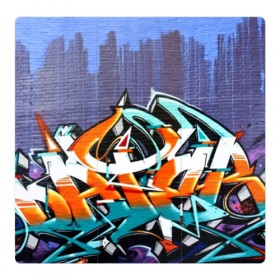 Магнитный плакат 3Х3 с принтом Уличный художник в Новосибирске, Полимерный материал с магнитным слоем | 9 деталей размером 9*9 см | Тематика изображения на принте: grafiti | paint | street art | urban | город | граффити | искусство | кирпичи | краски | рисунки | стена | улицы | уличное искусство