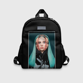 Детский рюкзак 3D с принтом Billie Eilish в Новосибирске, 100% полиэстер | лямки с регулируемой длиной, сверху петелька, чтобы рюкзак можно было повесить на вешалку. Основное отделение закрывается на молнию, как и внешний карман. Внутри дополнительный карман. По бокам два дополнительных кармашка | bad guy | bellyache | billie eilish | bury a friend | ocean eyes | when we all fall asleep where do we go | билли айлиш | музыка | певица