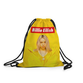 Рюкзак-мешок 3D с принтом Billie Eilish в Новосибирске, 100% полиэстер | плотность ткани — 200 г/м2, размер — 35 х 45 см; лямки — толстые шнурки, застежка на шнуровке, без карманов и подкладки | bad guy | bellyache | billie eilish | bury a friend | ocean eyes | when we all fall asleep where do we go | билли айлиш | музыка | певица