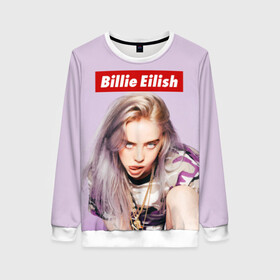 Женский свитшот 3D с принтом Billie Eilish в Новосибирске, 100% полиэстер с мягким внутренним слоем | круглый вырез горловины, мягкая резинка на манжетах и поясе, свободная посадка по фигуре | bad guy | bellyache | billie eilish | bury a friend | ocean eyes | when we all fall asleep where do we go | билли айлиш | музыка | певица