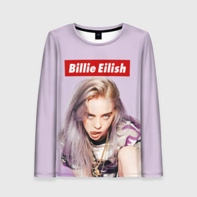 Женский лонгслив 3D с принтом Billie Eilish в Новосибирске, 100% полиэстер | длинные рукава, круглый вырез горловины, полуприлегающий силуэт | bad guy | bellyache | billie eilish | bury a friend | ocean eyes | when we all fall asleep where do we go | билли айлиш | музыка | певица