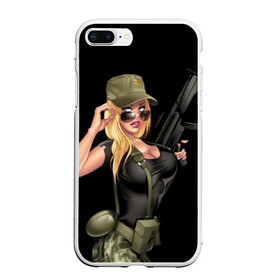 Чехол для iPhone 7Plus/8 Plus матовый с принтом Sexy army girl в Новосибирске, Силикон | Область печати: задняя сторона чехла, без боковых панелей | army | automatic | beautiful | big | black | blonde | body | camouflage | chest | cool | eyes | girl | holds | perfect | slim | uniform | weapon | автомат | армия | блондинка | большая | глаза | девушка | держит | идеальное | камуфляж | красивая