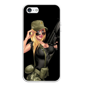 Чехол для iPhone 5/5S матовый с принтом Sexy army girl в Новосибирске, Силикон | Область печати: задняя сторона чехла, без боковых панелей | Тематика изображения на принте: army | automatic | beautiful | big | black | blonde | body | camouflage | chest | cool | eyes | girl | holds | perfect | slim | uniform | weapon | автомат | армия | блондинка | большая | глаза | девушка | держит | идеальное | камуфляж | красивая