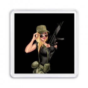 Магнит 55*55 с принтом Sexy army girl в Новосибирске, Пластик | Размер: 65*65 мм; Размер печати: 55*55 мм | army | automatic | beautiful | big | black | blonde | body | camouflage | chest | cool | eyes | girl | holds | perfect | slim | uniform | weapon | автомат | армия | блондинка | большая | глаза | девушка | держит | идеальное | камуфляж | красивая