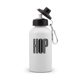 Бутылка спортивная с принтом HIP-HOP в Новосибирске, металл | емкость — 500 мл, в комплекте две пластиковые крышки и карабин для крепления | Тематика изображения на принте: hip hop | logo | music | rap | лого | музыка | реп | хип хоп