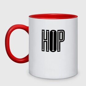 Кружка двухцветная с принтом HIP-HOP в Новосибирске, керамика | объем — 330 мл, диаметр — 80 мм. Цветная ручка и кайма сверху, в некоторых цветах — вся внутренняя часть | Тематика изображения на принте: hip hop | logo | music | rap | лого | музыка | реп | хип хоп