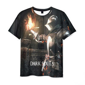Мужская футболка 3D с принтом DARK SOULS в Новосибирске, 100% полиэфир | прямой крой, круглый вырез горловины, длина до линии бедер | art | artwork | crown | dark soul | dark souls iii | death | digital art | embers | fanatsy | fire | flames | game | mask | skeletons | воин | минимализм | рыцарь | тёмные души