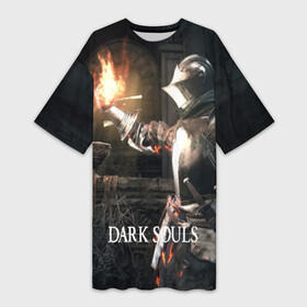 Платье-футболка 3D с принтом DARK SOULS в Новосибирске,  |  | art | artwork | crown | dark soul | dark souls iii | death | digital art | embers | fanatsy | fire | flames | game | mask | skeletons | воин | минимализм | рыцарь | тёмные души