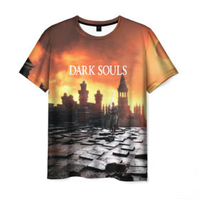 Мужская футболка 3D с принтом DARK SOULS в Новосибирске, 100% полиэфир | прямой крой, круглый вырез горловины, длина до линии бедер | art | artwork | crown | dark soul | dark souls iii | death | digital art | embers | fanatsy | fire | flames | game | mask | skeletons | воин | минимализм | рыцарь | тёмные души