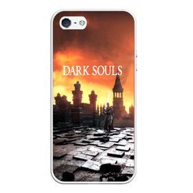 Чехол для iPhone 5/5S матовый с принтом DARK SOULS в Новосибирске, Силикон | Область печати: задняя сторона чехла, без боковых панелей | Тематика изображения на принте: art | artwork | crown | dark soul | dark souls iii | death | digital art | embers | fanatsy | fire | flames | game | mask | skeletons | воин | минимализм | рыцарь | тёмные души