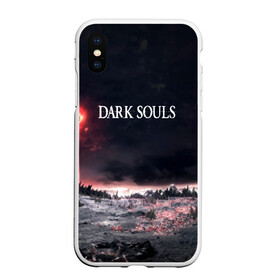 Чехол для iPhone XS Max матовый с принтом DARK SOULS в Новосибирске, Силикон | Область печати: задняя сторона чехла, без боковых панелей | art | artwork | crown | dark soul | dark souls iii | death | digital art | embers | fanatsy | fire | flames | game | mask | skeletons | воин | минимализм | рыцарь | тёмные души