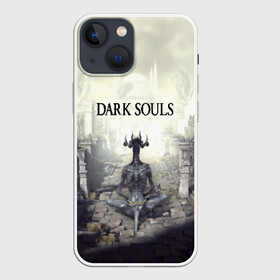 Чехол для iPhone 13 mini с принтом DARK SOULS в Новосибирске,  |  | Тематика изображения на принте: art | artwork | crown | dark soul | dark souls iii | death | digital art | embers | fanatsy | fire | flames | game | mask | skeletons | воин | минимализм | рыцарь | тёмные души