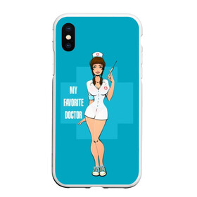 Чехол для iPhone XS Max матовый с принтом Sexy nurse в Новосибирске, Силикон | Область печати: задняя сторона чехла, без боковых панелей | beautiful | brunette | eyes | figure | girl | green | holding | holiday | legs | long | medical | medicine | nurse | perfect | short | straight | worker | брюнетка | глаза | девушка | держит | длинные | зелёные | идеальная | короткий | красивая | медицина