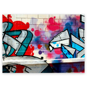 Поздравительная открытка с принтом graffiti в Новосибирске, 100% бумага | плотность бумаги 280 г/м2, матовая, на обратной стороне линовка и место для марки
 | felipe pantone | grafiti | paint | street art | urban | город | граффити | искусство | кирпичи | краски | рисунки | стена | улицы | уличное искусство