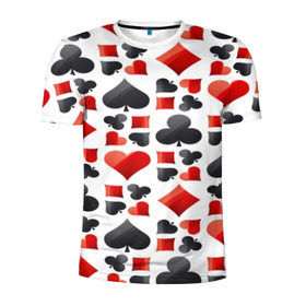 Мужская футболка 3D спортивная с принтом МАСТИ КАРТ в Новосибирске, 100% полиэстер с улучшенными характеристиками | приталенный силуэт, круглая горловина, широкие плечи, сужается к линии бедра | game | игральные карты | игры | карты | колода | масти | пасьянс | покер | текстура