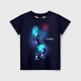 Детская футболка 3D с принтом TENNIS NEON в Новосибирске, 100% гипоаллергенный полиэфир | прямой крой, круглый вырез горловины, длина до линии бедер, чуть спущенное плечо, ткань немного тянется | neon | sport | tennis | неон | неоновый | спорт | спортсмен | теннис