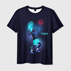 Мужская футболка 3D с принтом TENNIS NEON  в Новосибирске, 100% полиэфир | прямой крой, круглый вырез горловины, длина до линии бедер | neon | sport | tennis | неон | неоновый | спорт | спортсмен | теннис